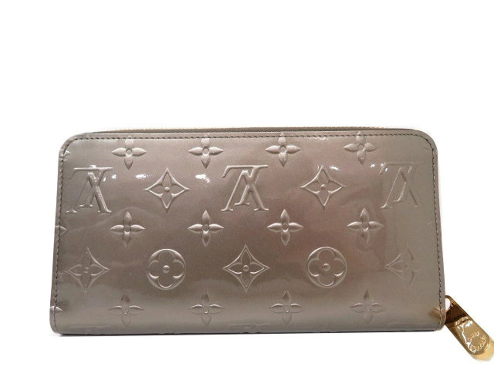 LOUIS VUITTON Wallet Long Zippy Vernis Metallic Gray